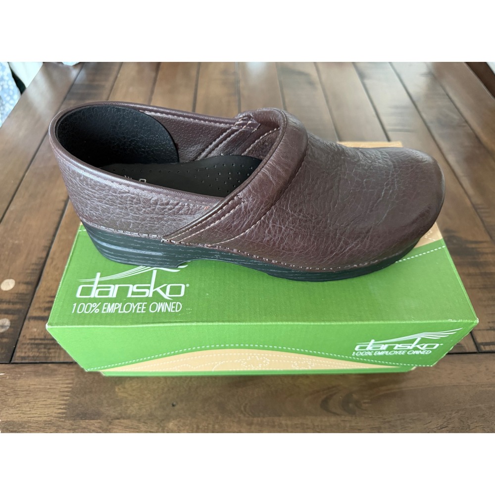 Dansko Celeste Burnished Nubuck Brown Leather Clogs Unisex 43